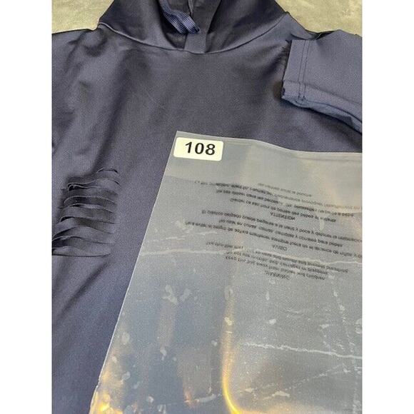 VNVNE Women Casual Ripped Hole Pullover Hoodie Small Dark Blue - Picture 7 of 7